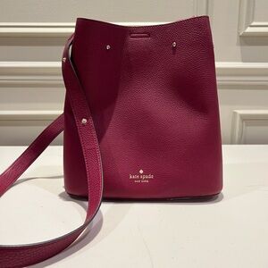 Kate Spade Berry Pink Pebbled Leather Bucket Shoulder Bag